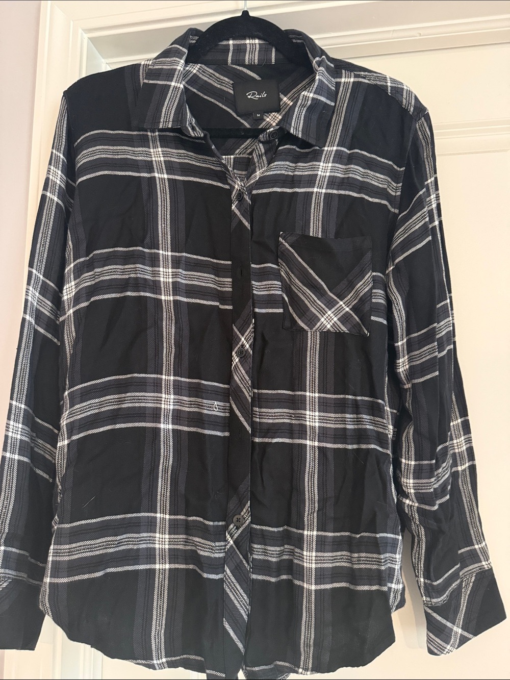 Rails Women’s Black Plaid Button-Up Shirt